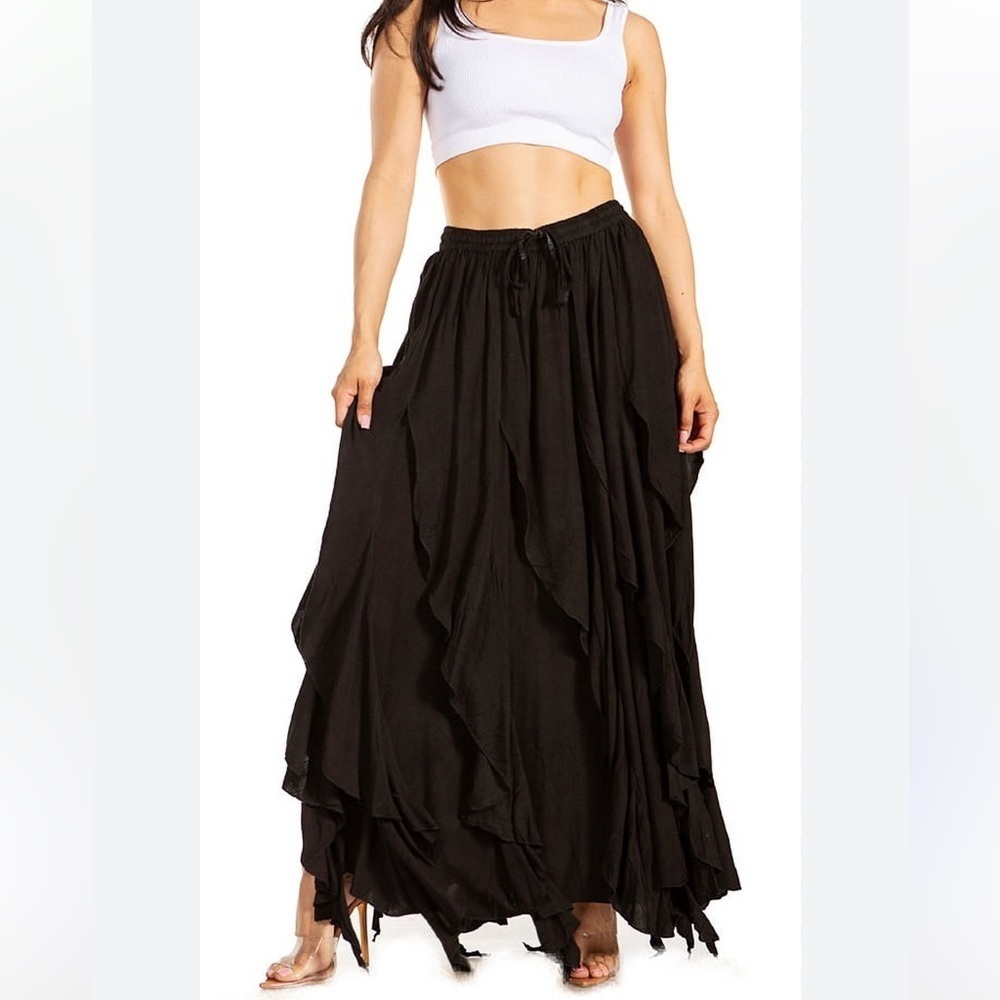KATHMANDU IMPORTS Boho Flared Smocked Pants Sz Medium/Large Women